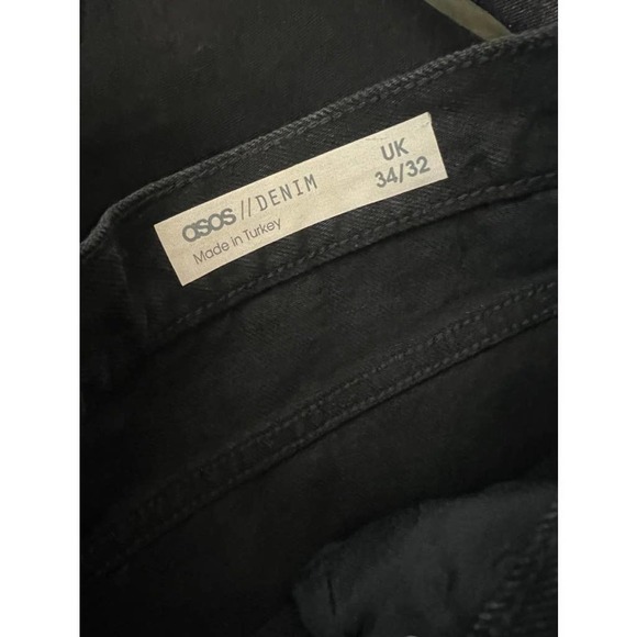ASOS Black High Rise Denim Straight Leg Jeans 34 x 32 - Picture 2 of 4
